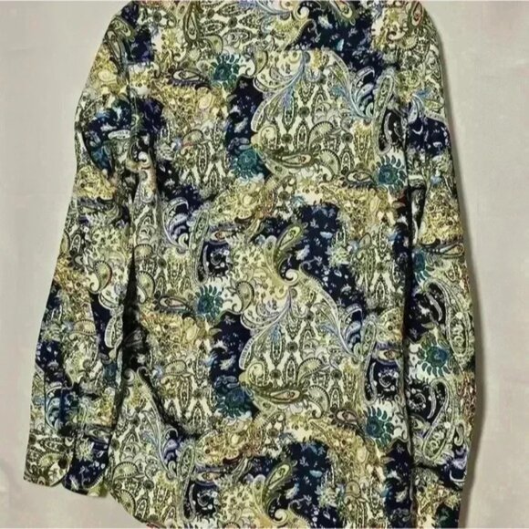 Mens Silver Stone Blue Cream Gold Paisley Shirt Modern Fit NWT Size M - Picture 6 of 7